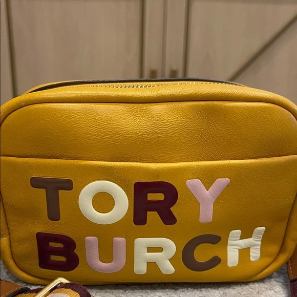 Tory Burch Mustard Crossbody with Embroidered Strap - Picture 2 of 8